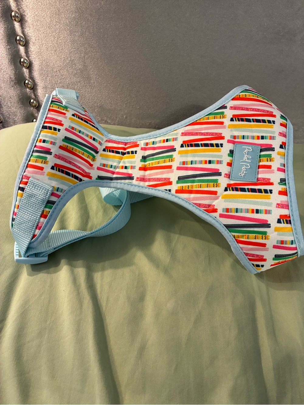 Packed Party Light Blue-Trim Pet Harness